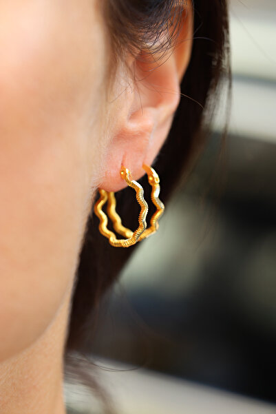 Yenigün Kuyumculuk 14 Ayar Altın Zikzak Ajda Model Halka Küpe