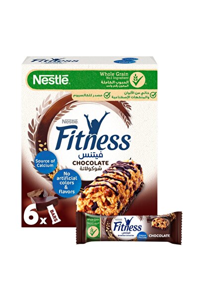 FITNESS رقائق حبوب نستله بالشوكولاتة، 6 قطع، 23.5 جم، وجبة خفيفة غنية بالألياف من الحبوب الكاملة بنكهة الشوكولاتة