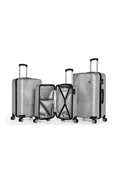 Bezubi Set complet 3 trolere pentru vacanta, POLO, material ABS Anticasabil, argintiu