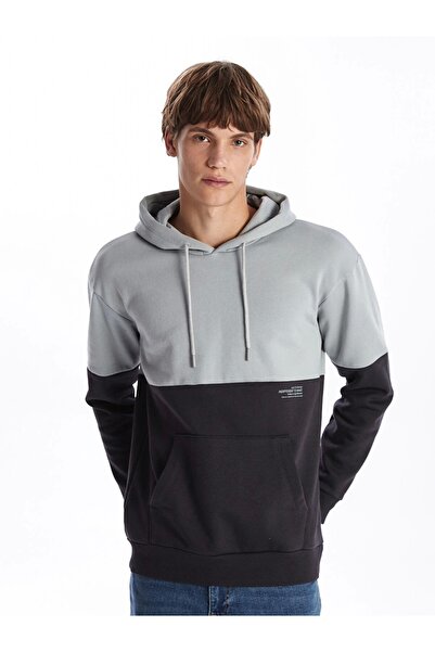 LC Waikiki Hanorac gros pentru bărbați, gri, cu mânecă lungă, color block, XSIDE