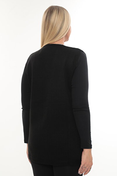 İKSUN Kalın Yünlü Kışlık Triko Cepli Düğmeli Anne Yelek