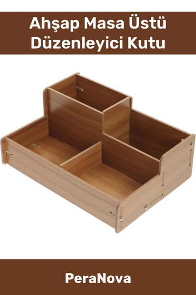 PeraNova Custom Detachable 4-Compartment Stationery Pen Makeup Organizer Wooden Desktop Organizer Box