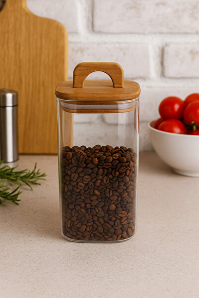 Çavdar Group Borosilikat Akasya Kapaklı Silikon Tam Vakumlu Cam Kavanoz 1500 ml