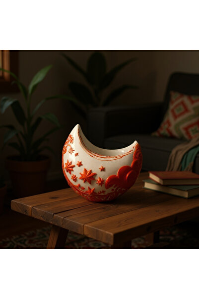 ORANGE DECORATIVE TRINKET WITH MOON FIGURE