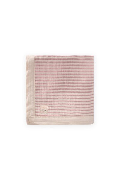 Cigit Thick Double Layer Raw Blanket 85X90 cm Dusty Rose Striped