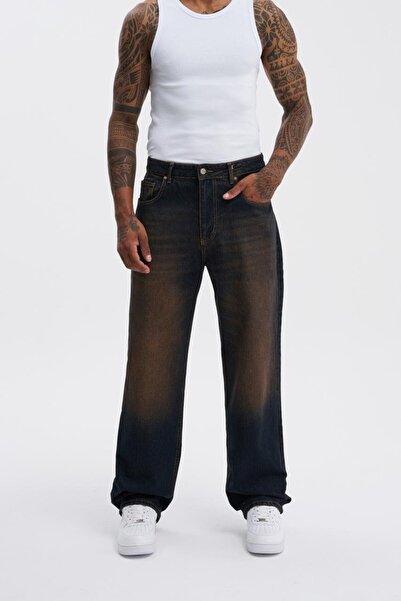 Machinist Ανδρικό τζιν με εφέ oversize, φαρδύ καφέ τζιν