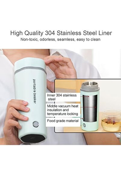 ET-LIFE Portable Electric Kettle, Stainless Steel Liner Travel Electric Cup Home Mini Heating Teapot 350ml