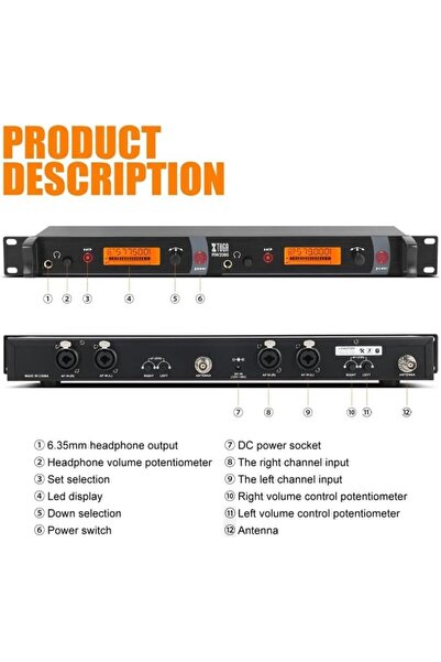 Generic Original For XTUGA RW2080 UHF Wireless Stage Singer In-Ear Monitor System (10 BodyPacks)