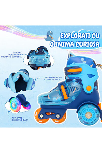 Elindor ® Patine cu rotile reglabile pentru copii, fete și băieți, mărimea S, 28-32, albastre