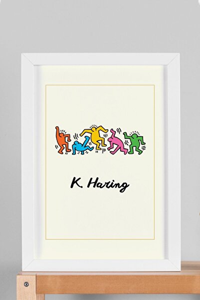 Saturn Keith Haring Dancing Figures Framed Painting Dancing Figures - Eclecti...