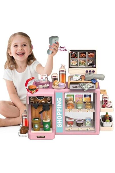 Toybox ماكينة بيع سوبر ماركت للأطفال تحاكي التسوق بالقهوة والحلويات وسجل الدف...
