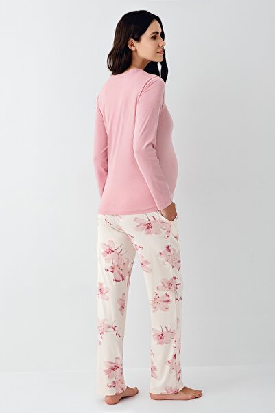 Pierre Cardin Kadın Pembe Açık Yaka Hamile Pijama Takımı