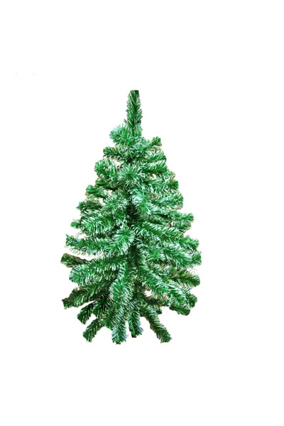 OEM Brad artificial de Craciun, verde cu alb, 80cm, suport plastic inclus