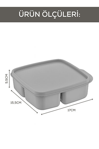 Vienev Set of 3 Compartmented Square Storage Containers Light Gray