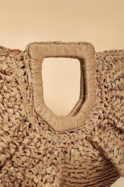 Ecrou Half Moon Straw Bag