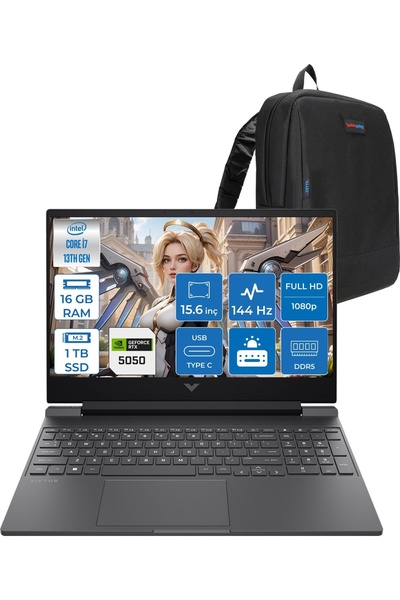 HP Victus 15-WFA2036NT I7 13620H 16GB 1tb SSD 8gb RTX5050 FDOS 15.6" 144Hz IP...
