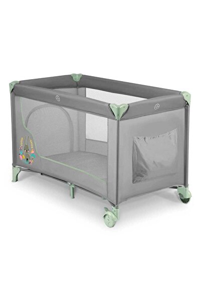 Ricokids Travel cot, foldable, 2 wheels with brakes, side entrance, carrying bag, 125x65x78cm, pocket...