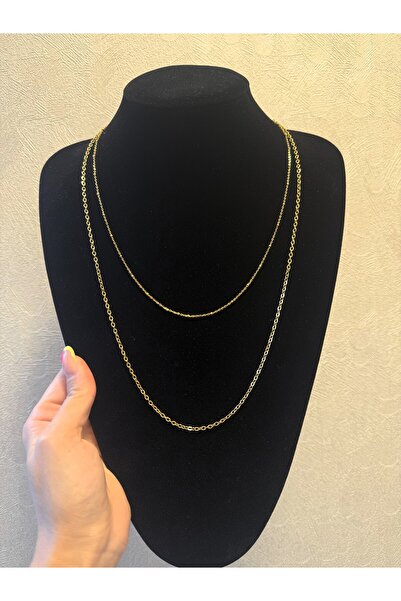 papatya aksesuar Çelik 2 li Ataç Kalp Topçuk Zincir Zarif Şık 316 L Gerçek Çe...