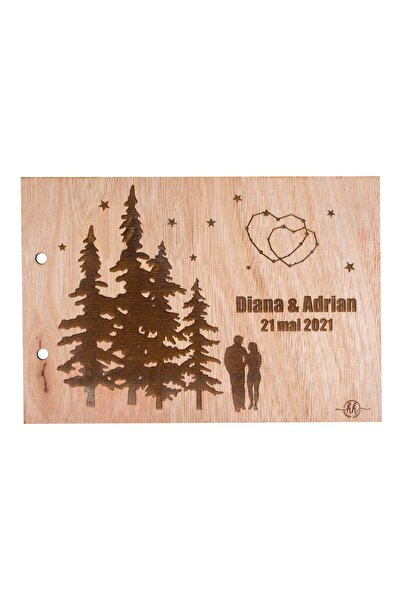 OEM Album Foto GuestBook A4 de Nunta Personalizat HH676 din lemn Inimi Natura...