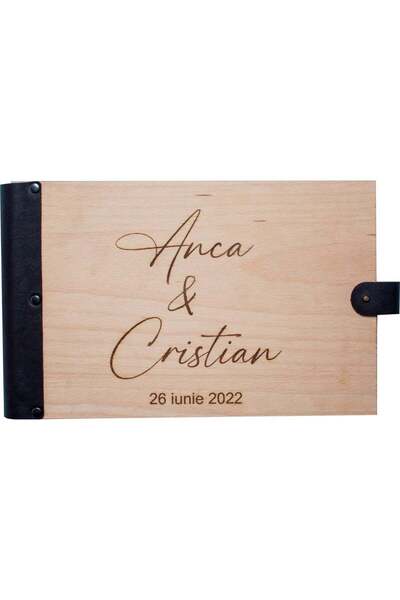 OEM GuestBook Album foto Premium din lemn HH1578 Personalizat cu margine de P...