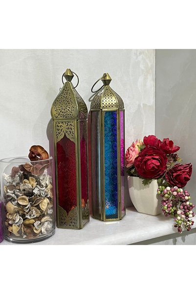Souq DESIGNS Arabic Lantern - Ramadan Moroccan Lanterns for Indoor & Outdoor Use (Set of 2)