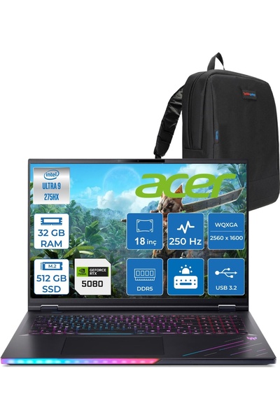 ACER Predator PH18-73 Ultra 9 275HX 32GB 512GB FDOS 16GB RTX5080 18'' WQXGA N...