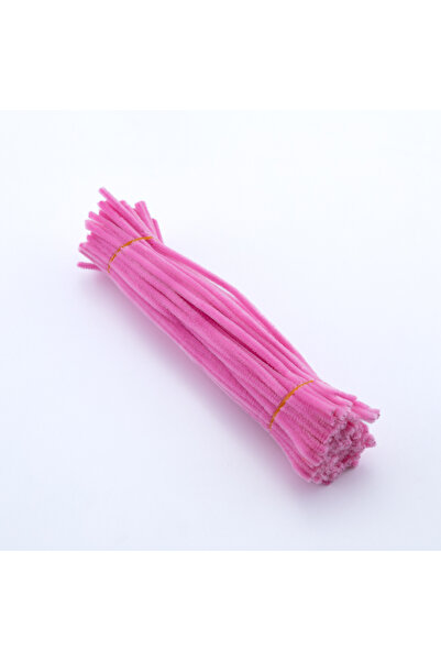 Bimotif 3 adet şönil, tüylü tel, 30 cm, eğitici şönil, pembe