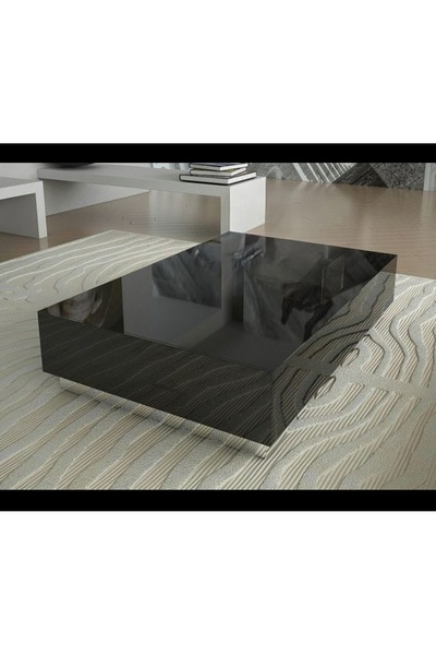 LUXURY VİLLA ORTA SEHPA KOMPLE SİYAH CAMLI ALTI GÜMÜŞ AYNALI ORTA SEHPA 70X11...