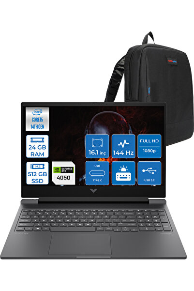 HP Victus 16-R1708NT I5 14450HX 24GB Ddr5 512GB RTX4050 6gb 16.1" FDOS BL6W5E...