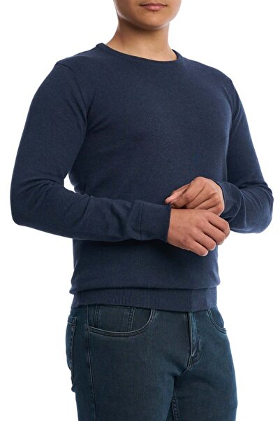 Centini Men's sweater, round neckline, big size, Dusty Navy Blue