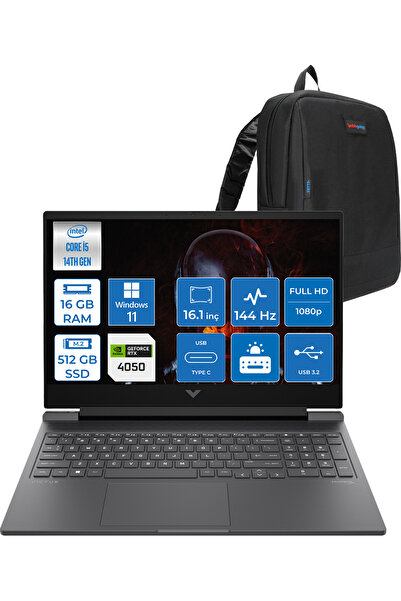 HP Victus 16-R1708NT I5 14450HX 16GB Ddr5 512GB RTX4050 6gb 16.1" W11Home BL6...