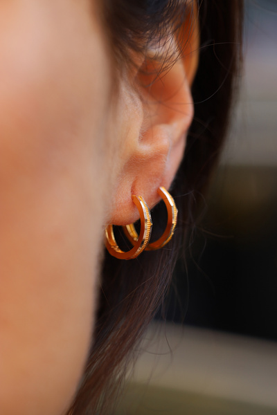 Yenigün Kuyumculuk 14 Ayar Altın Işıltılı Düz Ajda Model Halka Küpe