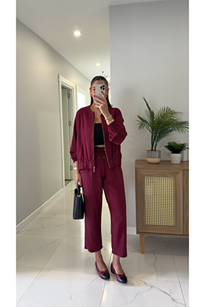 BİRCANÇİL İlara Burgundy Zipper Suit