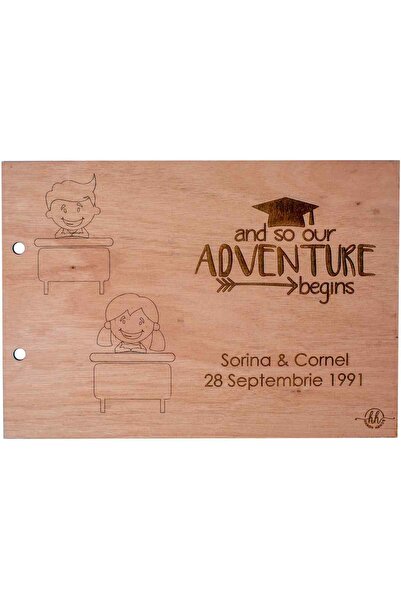 OEM Album Foto GuestBook A4 Nunta Personalizat din lemn HH833 Scoala 30x21 cm