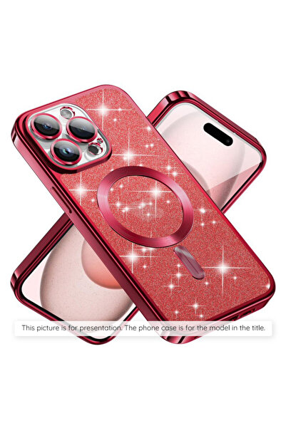 Techsuit Husa premium iPhone 17 Air Luxury Glitter MagSafe, roșu