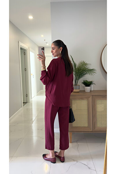 BİRCANÇİL İlara Burgundy Zipper Suit