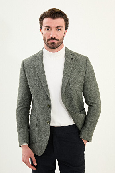 Mcr Textured Slim Fit Mono Collar Men's Jacket with Pocket Pockets Khaki - 41471.25K