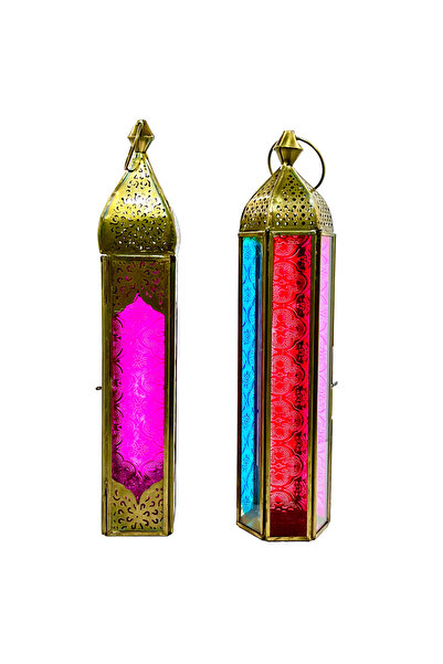 Souq DESIGNS Arabic Lantern - Ramadan Moroccan Lanterns for Indoor & Outdoor Use (Set of 2)