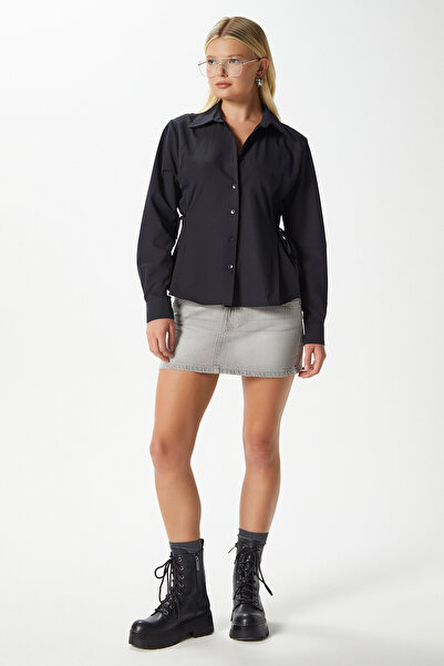 Ritnice Women's Adrian Side Tie Detailed Black Shirt