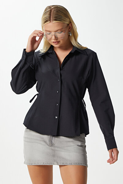 Ritnice Women's Adrian Side Tie Detailed Black Shirt