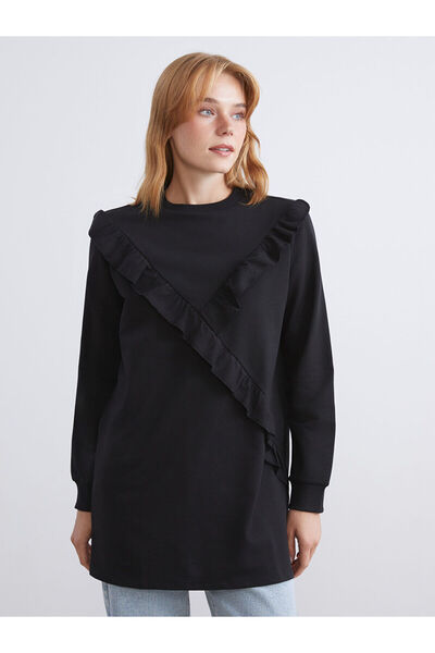 LC Waikiki Lcw Eco Crew Neck Ruffled Women's Sweatshirt Tunic