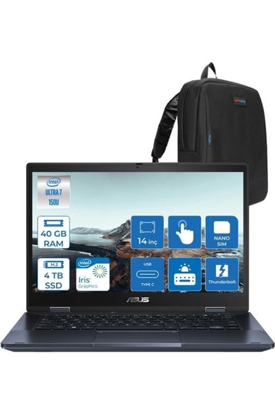 ASUS Expertbook Ultra 7 150U 40GB 4tb SSD Intel Iris x 14" 4g Sim W11PRO Doku...