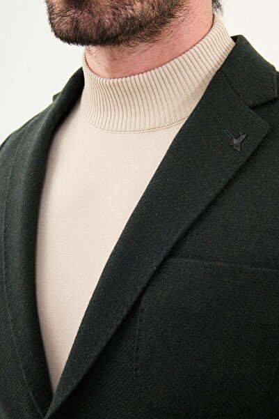 Mcr Textured Slim Fit Mono Collar Men's Jacket with Pocket Emerald - 41471.25K