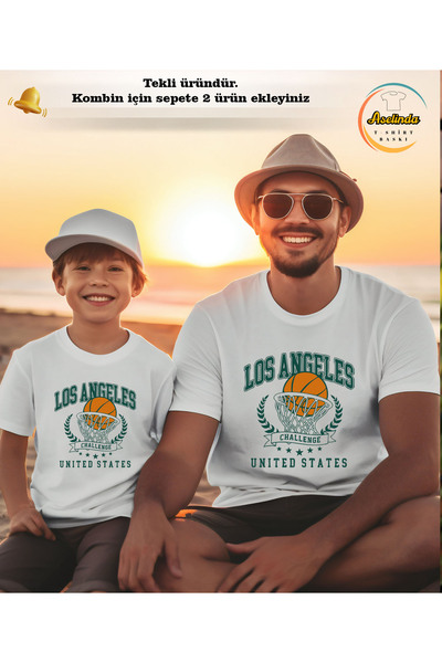 ASELİNDA تي شيرت مطبوع للجنسين من لوس أنجلوس - تي شيرت موحد للعائلة (أضف عن طريقًا ما عنصرين للقيام بالدمج)