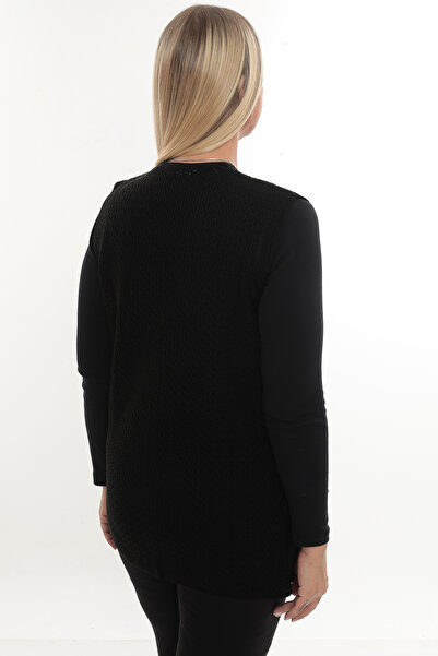 İKSUN Women's Mercerized Pocketed Buttoned Rolax Knitwear Seasonal Mother's Vest