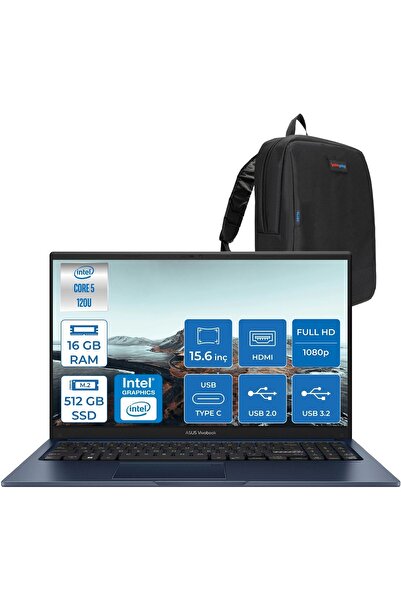 ASUS Vivobook X1504VA 15 1.nesil Core 5 120U-16GB-512GB SSD Fhd 15.6inc-Freed...