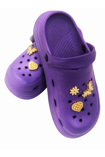 Monalisa Home Luxurious and Showy High-Soled Purple Slippers, Size 37