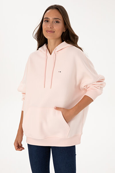 U.S. Polo Assn. سويت شيرت نسائي بغطاء للرأس ولون وردي فاتح 50313567-VR078