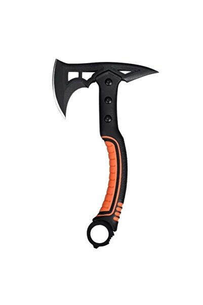 Depox Multifunctional camping axe with hammer and throwing knife, stainless steel, rubberized handle, 33.5