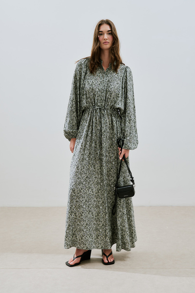 Manuka Patterned Viscose Tie-Up Dress Lily Çağla